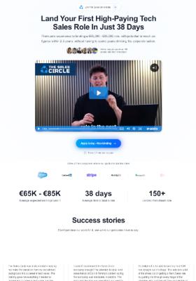 Sales Mastery course landing page